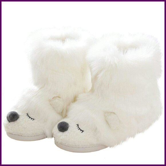 Warm Fluffy Slippers with Memory Foam, Anti-Slip Sole, Size 4-9.5 - Picture 1 of 8